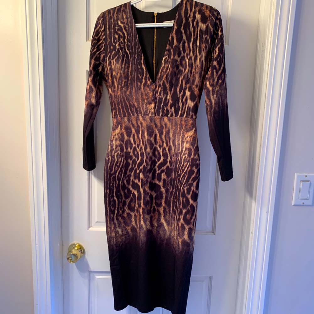 Cheetah print short long sleeved dress